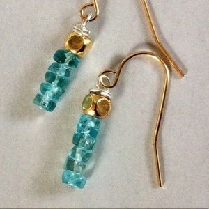 gold plated natural genuine Apatite earrings